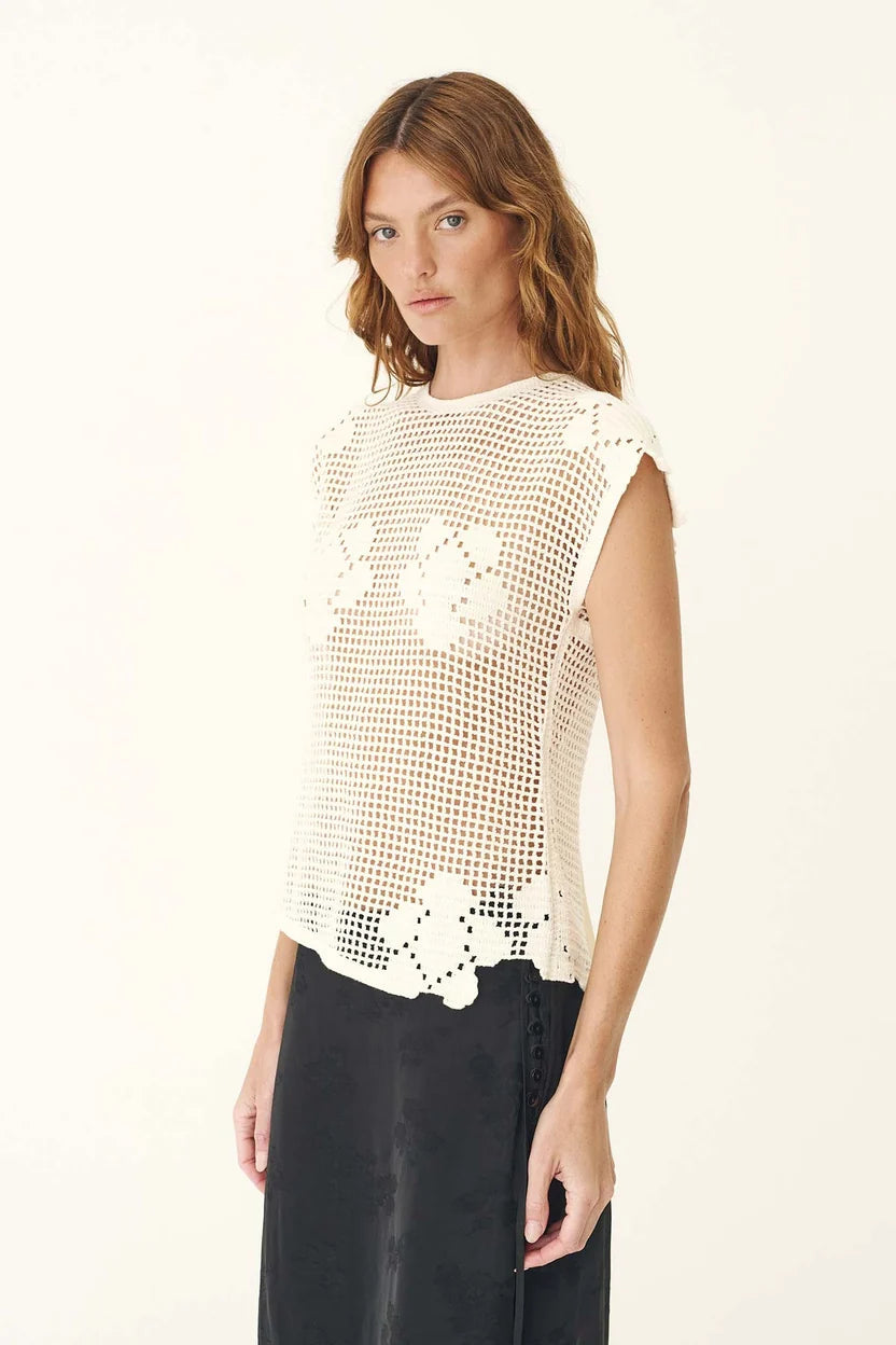 Pollyanna Floral Crochet Top - Bone Rowie