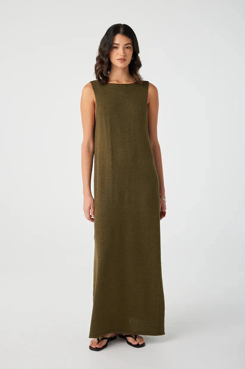 Poppy Reversible Maxi Dress - Olive Relaxed View 