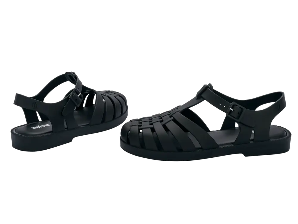 Melissa Possession Sandal - Matte Black Pair side and back view