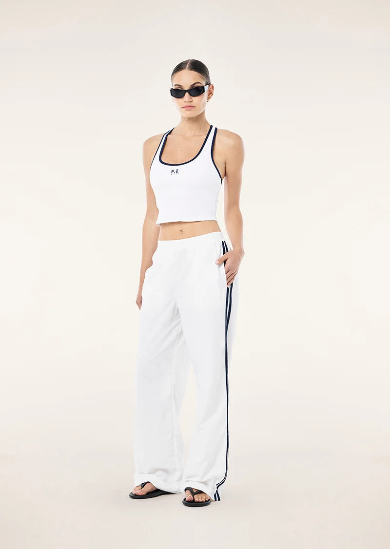 Relay Spray Track Pant - White and Dark Navy P.E Nation