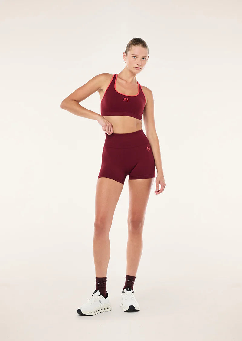 Restore Seamless 2.5IN Bike Short - Cabernet and Strawberry P.E Nation