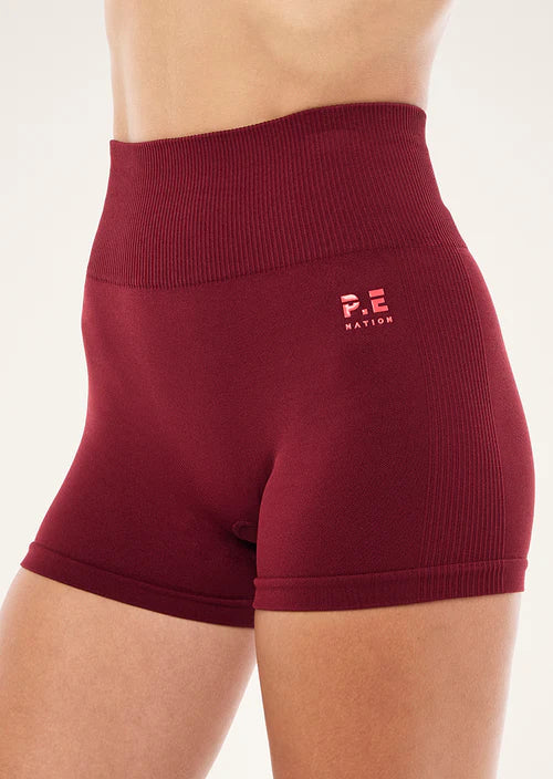 Restore Seamless 2.5IN Bike Short - Cabernet and Strawberry P.E Nation