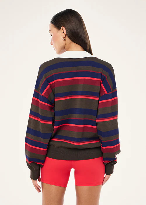 Retreat Stripe Collar Knit - Strawberry Stripe P.E Nation