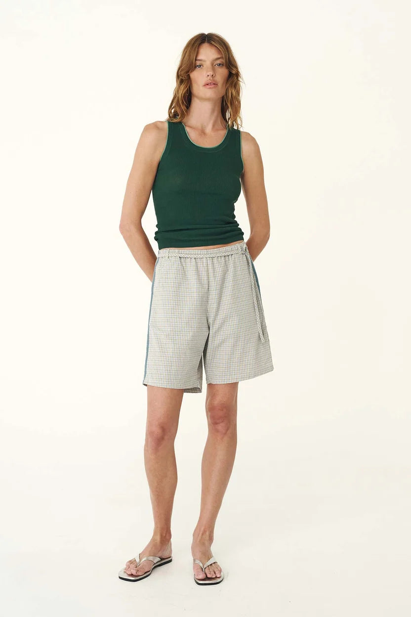 Zoe Contrast Knit Tank - Bottle Green Rowie