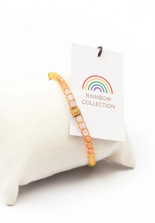 Rainbow Pastel Crystal Gemstone Bracelet - Gold Nusands