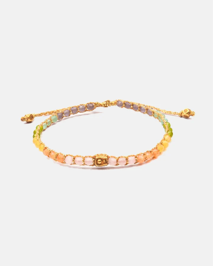 Rainbow Pastel Crystal Gemstone Bracelet - Gold Nusands