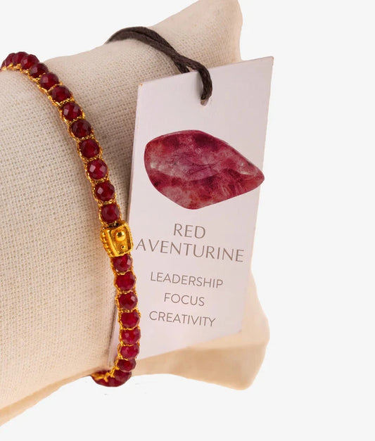 Red Aventurine Crystal Gemstone Bracelet - Gold Nusands