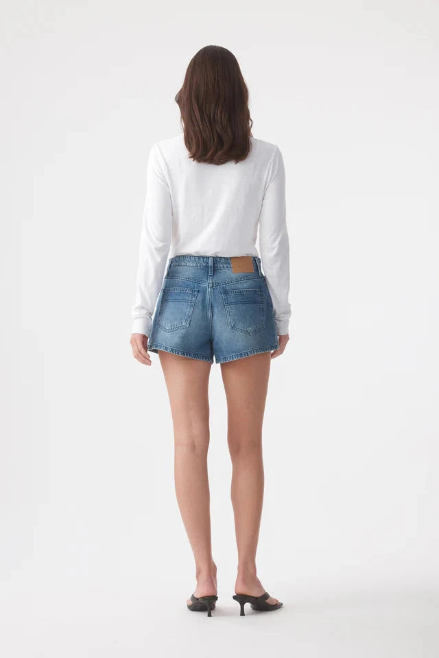 Outland X Olive Cooke Ebony High Rise Short - Marina Mid Blue Outland Denim