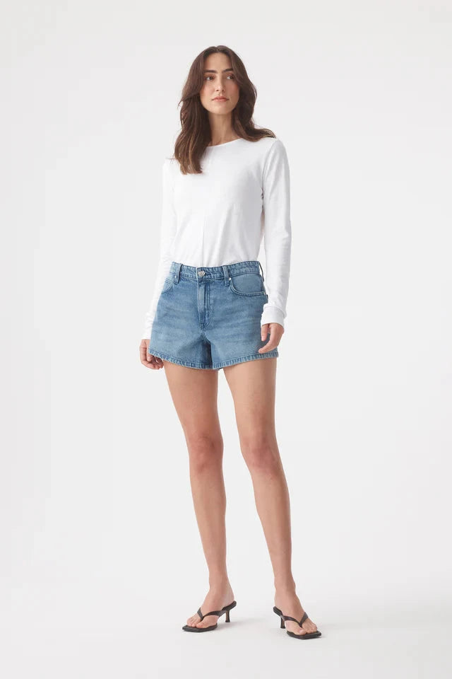 Outland X Olive Cooke Ebony High Rise Short - Marina Mid Blue Outland Denim