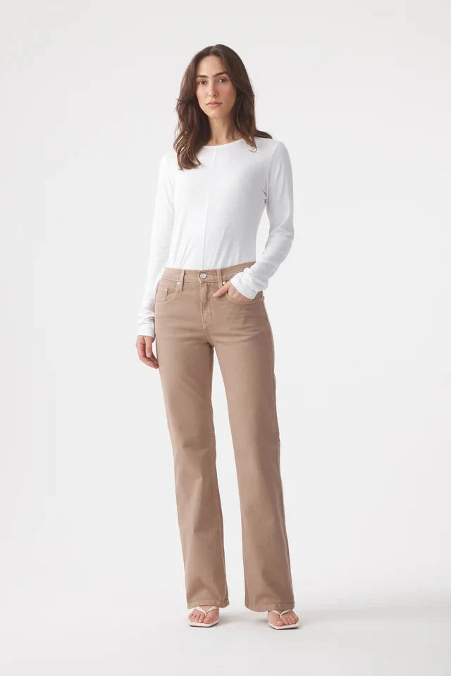 Outland X Olive Cooke Effie Mid-Rise Flare Jean - Mushroom Outland Denim