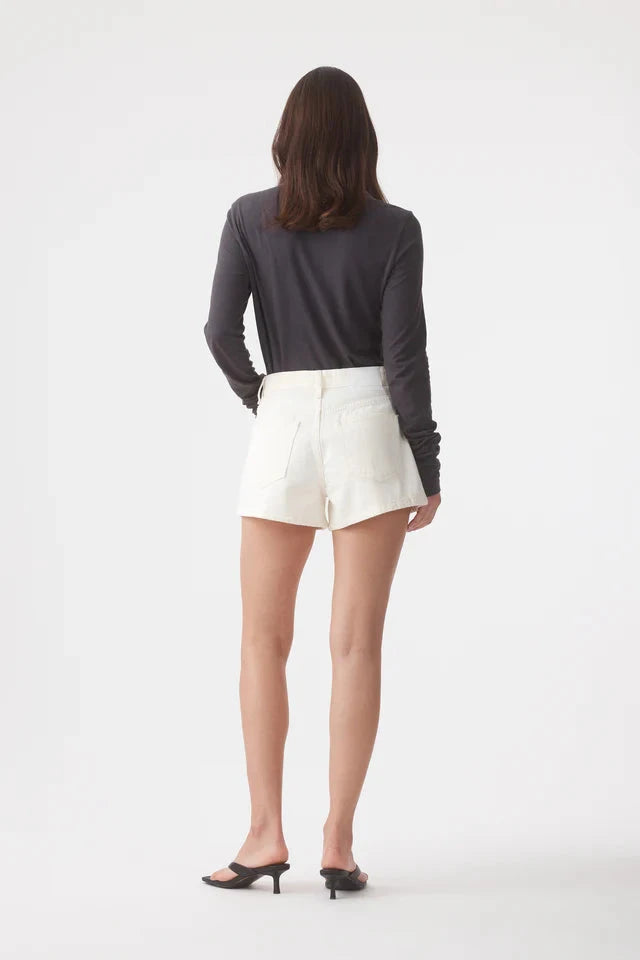Outland X Olive Cooke Ebony High Rise Short - Bone Outland Denim