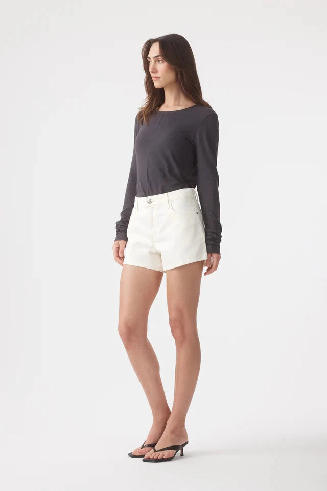 Outland X Olive Cooke Ebony High Rise Short - Bone Outland Denim