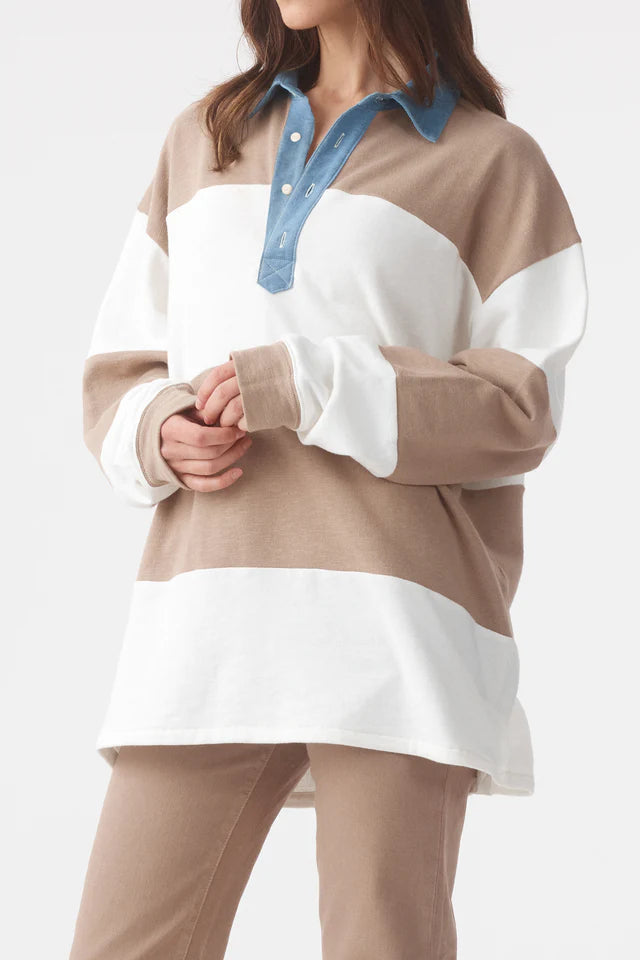 Marco Polo Mushroom Bone Stripe - Outland X Olive Cooke Outland Denim