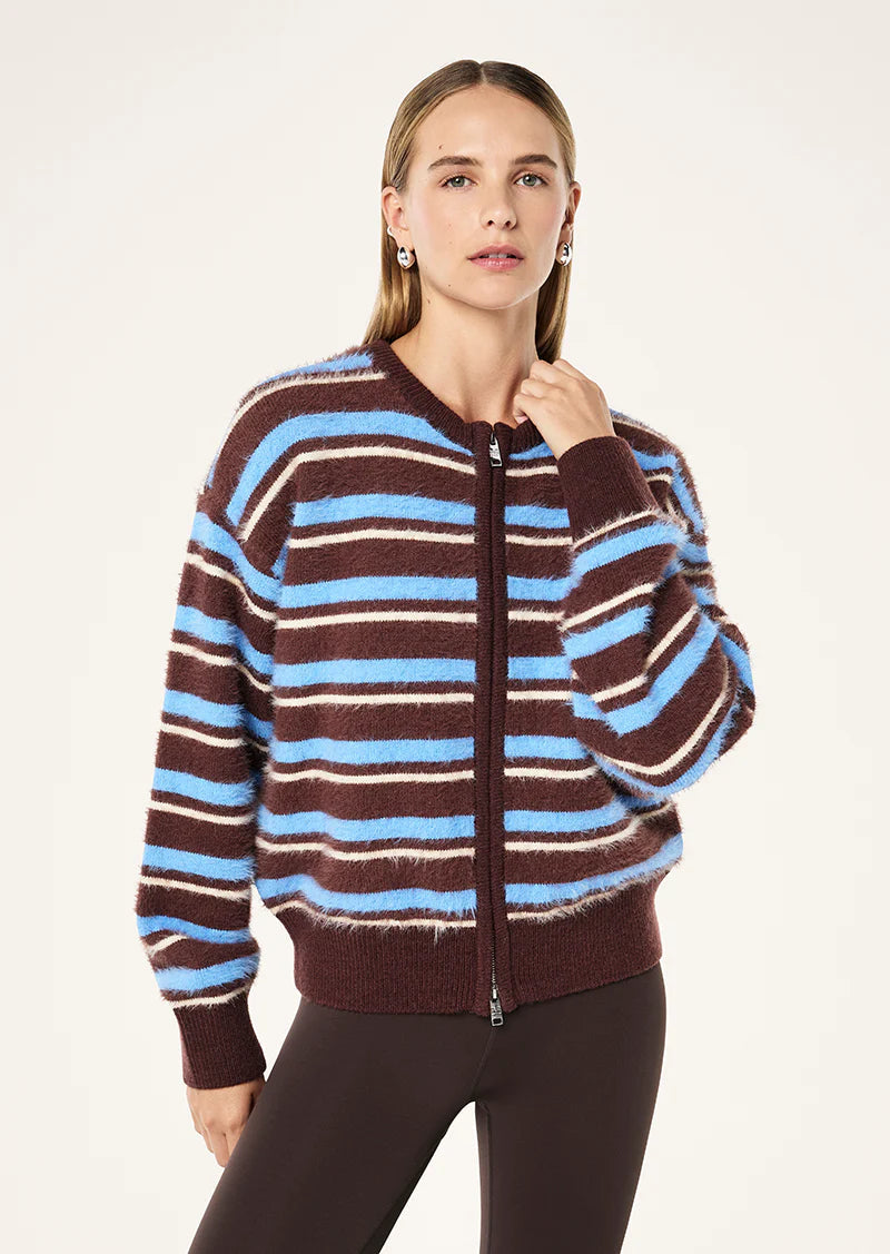 Sable Stripe Knit Bomber - Coffee Stripe P.E Nation