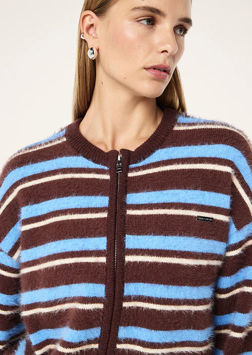 Sable Stripe Knit Bomber - Coffee Stripe P.E Nation