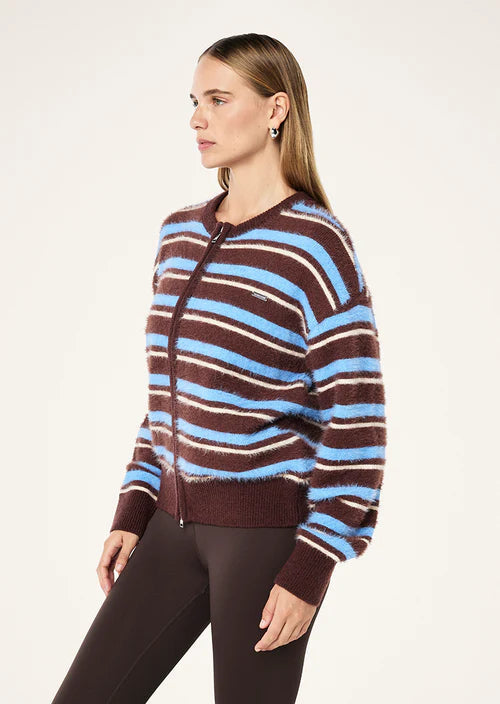 Sable Stripe Knit Bomber - Coffee Stripe P.E Nation