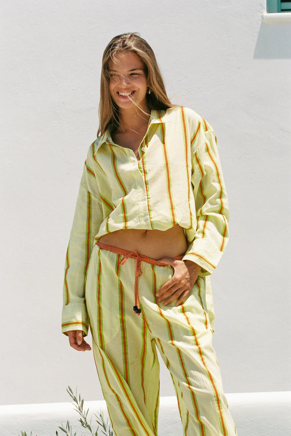 Sandy Stripe Vines Shirt - Yellow Ciao Ciao