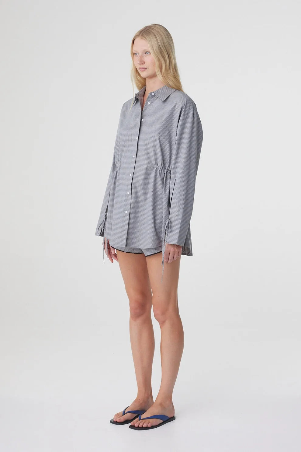 Sia Shirt - Muted Blue Check Arcaa