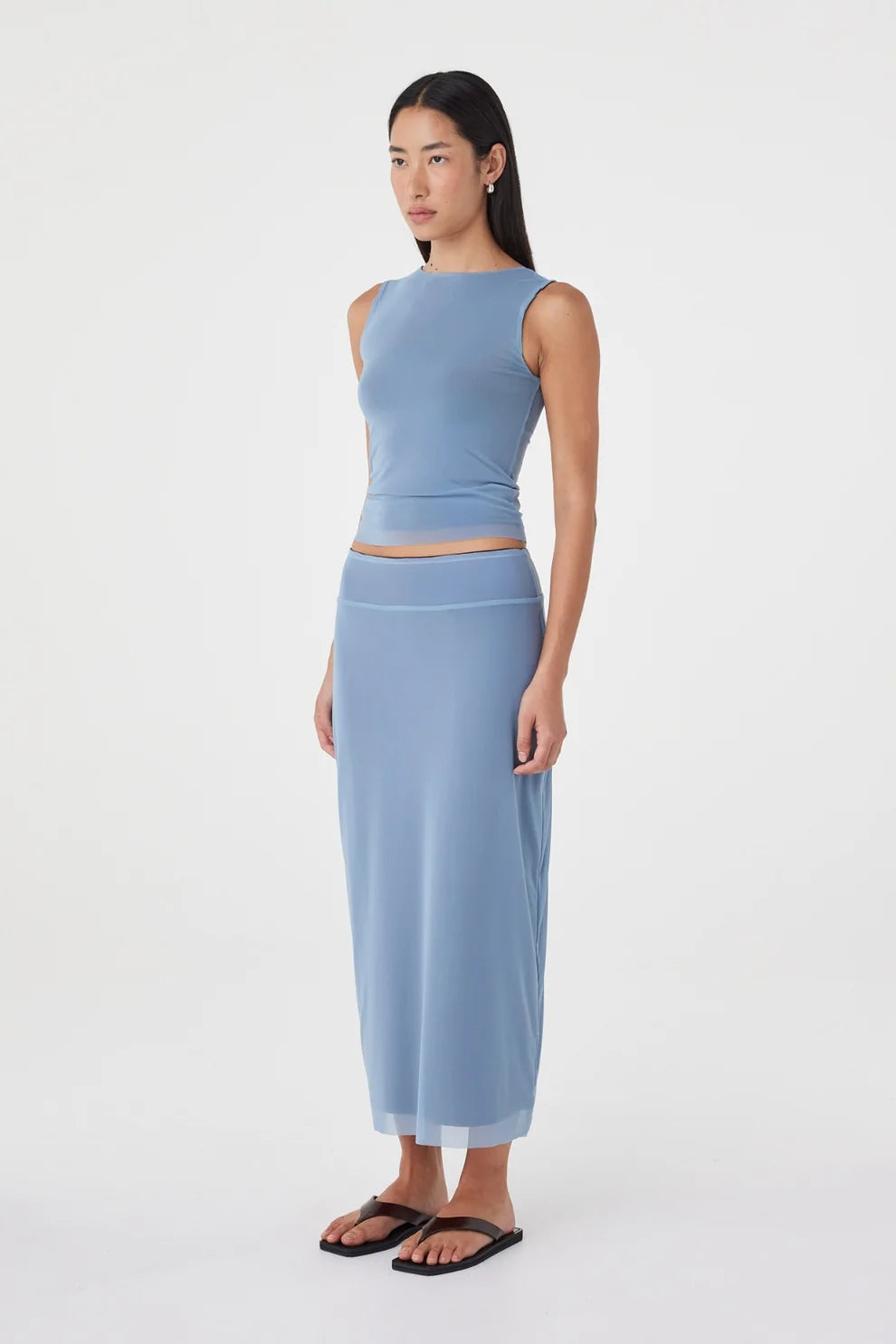 Eden Reversible Skirt - Pale Blue and Espresso Arcaa