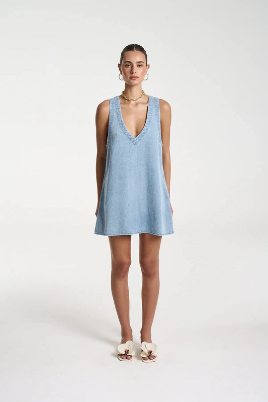 Denim V Neck Shift Dress Summi Summi