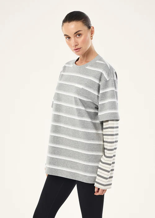 Spark Long Sleeve Tee - Mid Grey Marle P.E Nation
