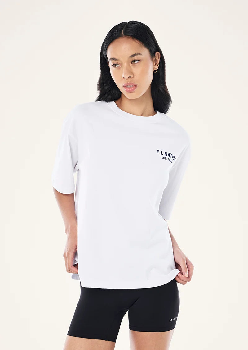 Spin Off Oversized Heavyweight Tee - White P.E Nation