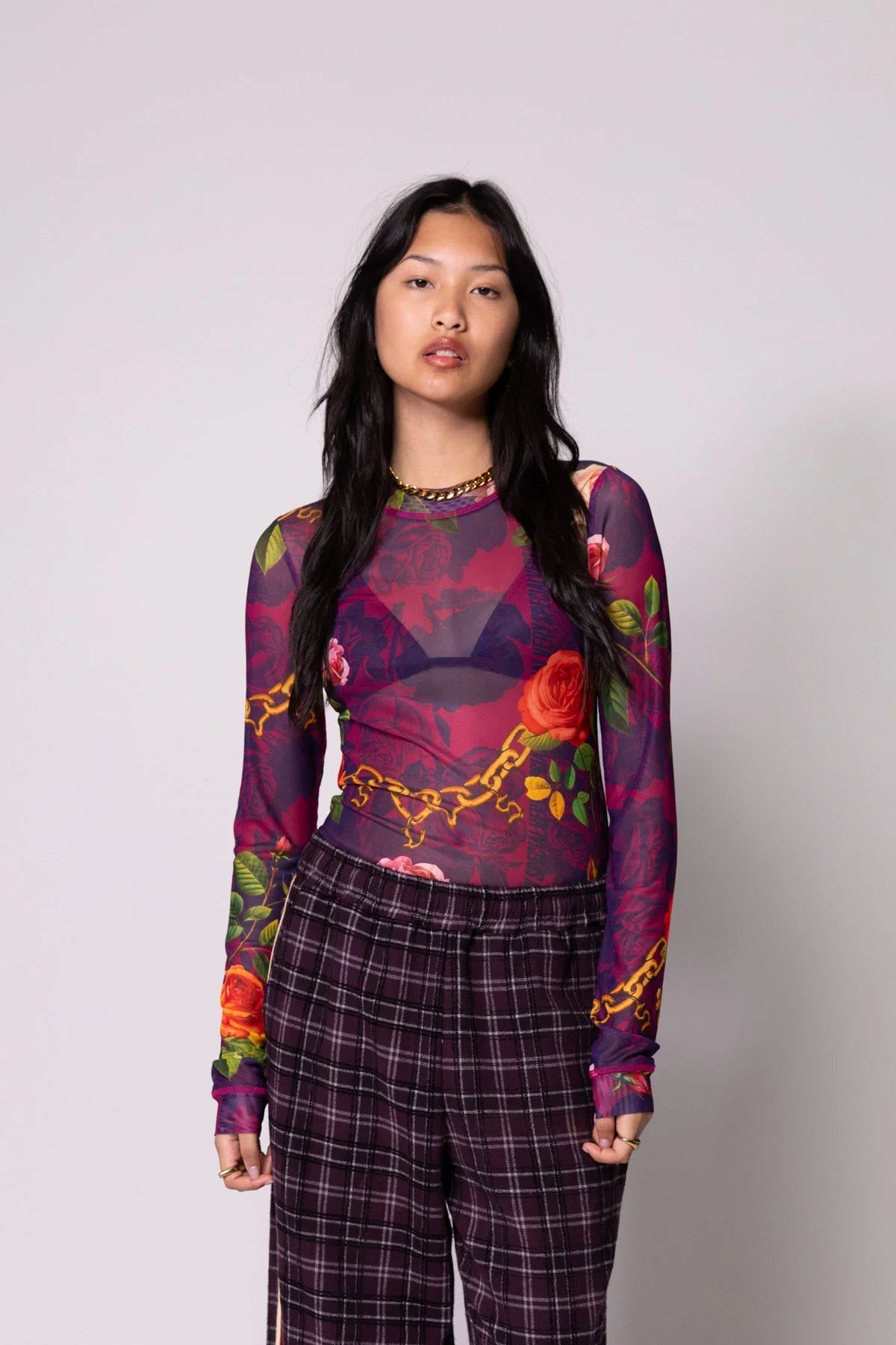 Chains and Roses LS Mesh Top - Purple Something Very Special