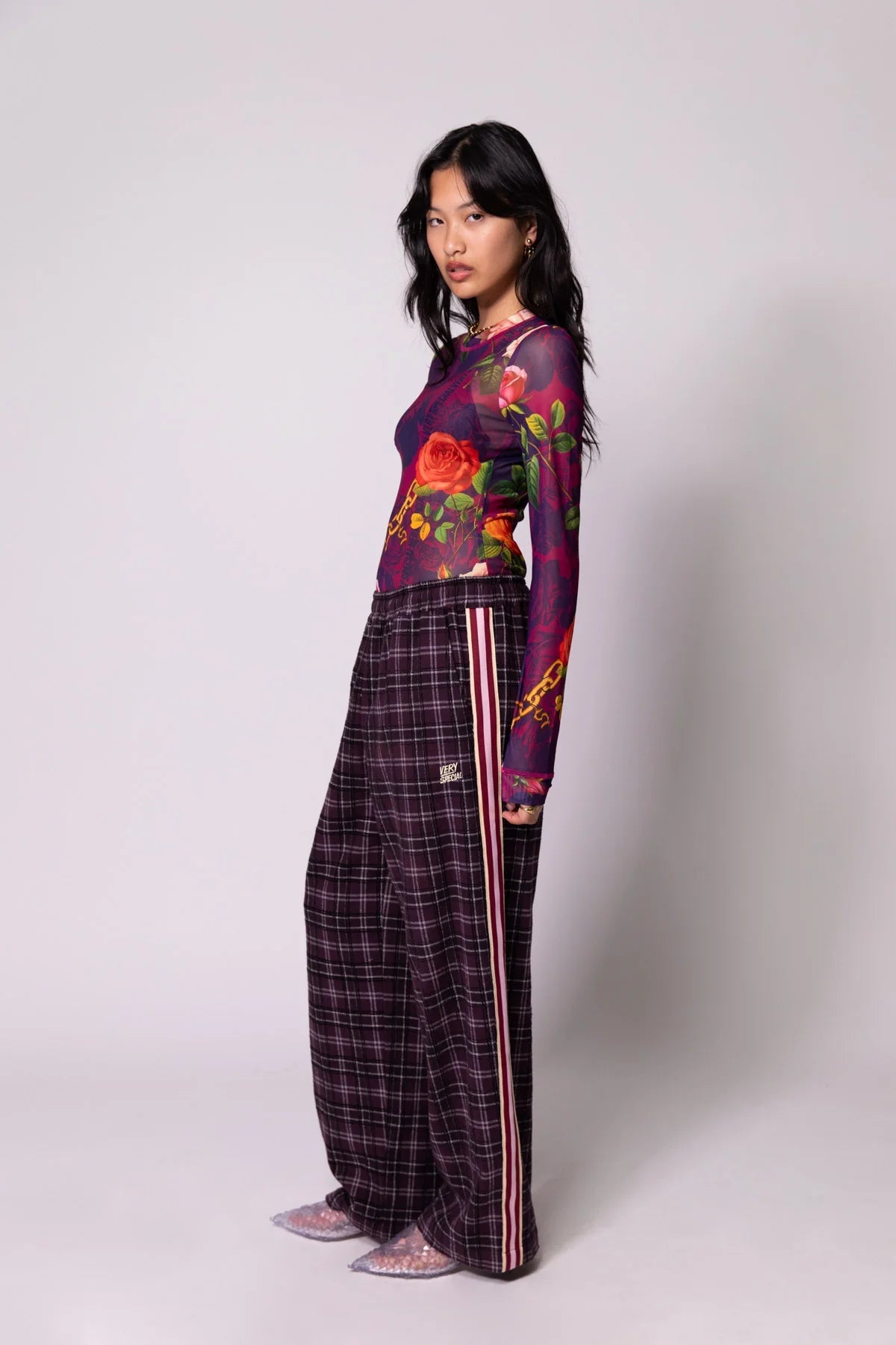 Chains and Roses LS Mesh Top - Purple Something Very Special