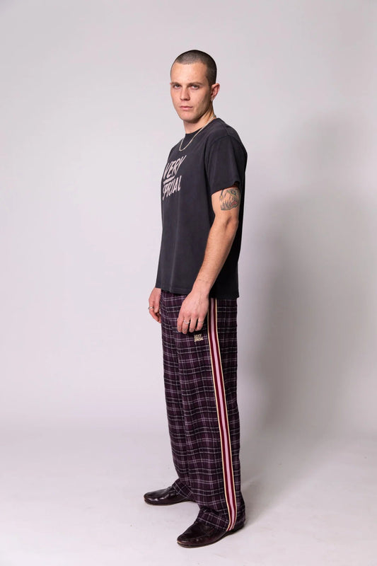 Check Baggy Vacay Pants - Plum Something Very Special