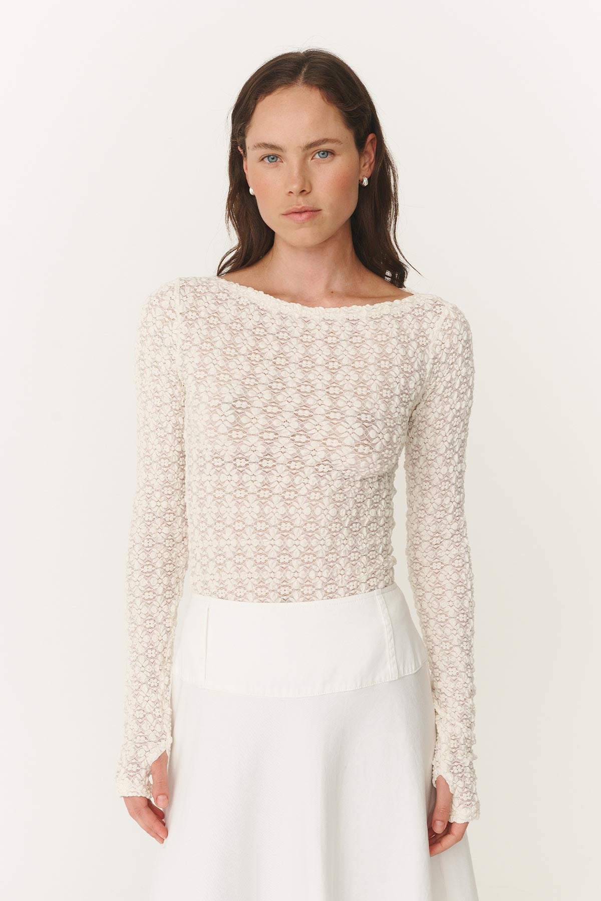 Samantha Clover Lace Top - Creme Rowie