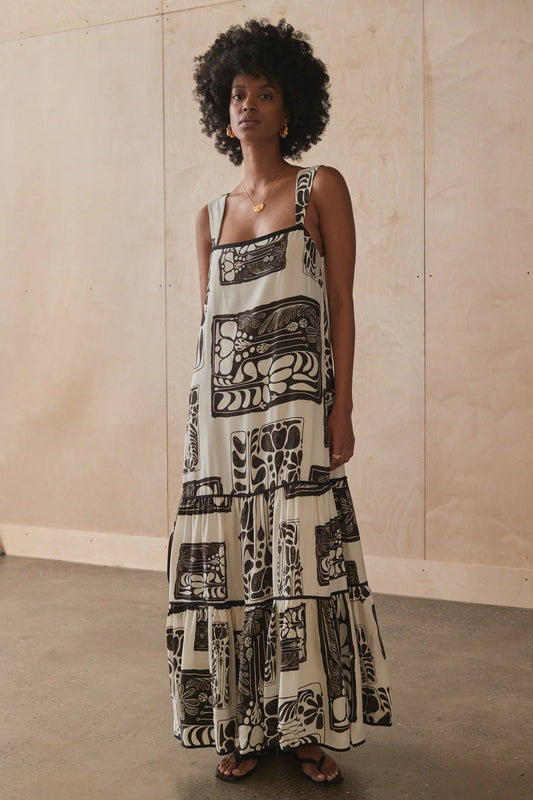 Sancia Brydie Dress - Jondli Print at Cloth in brick 