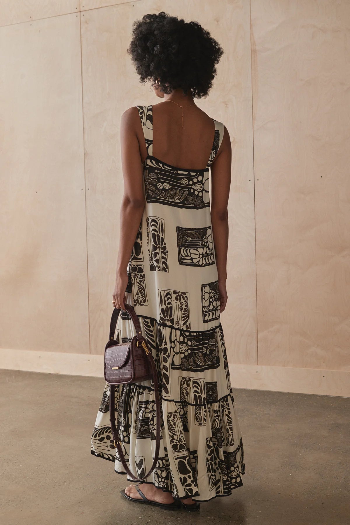 Sancia Brydie Dress - Jondli Print at Cloth in brick back view