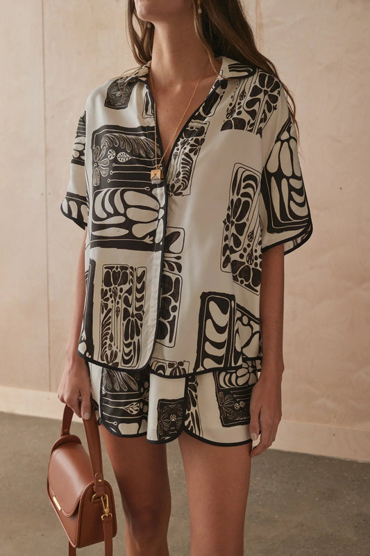 Salina Shirt - Jondli Print Sancia at cloth in brick