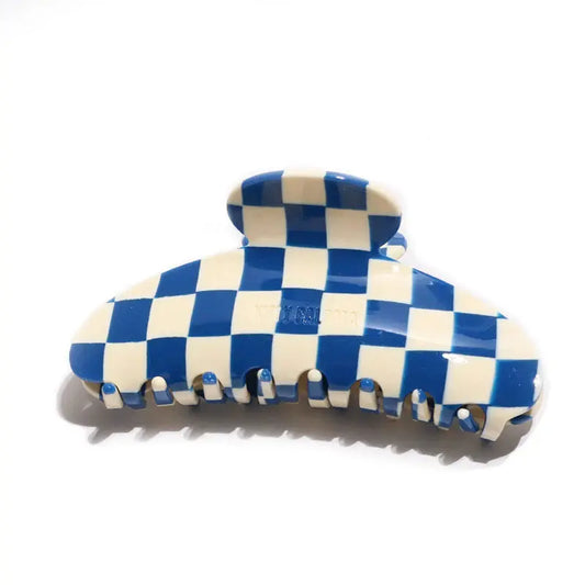 Santorini Checkers Grande Hair Claw Clip Kitty Paloma