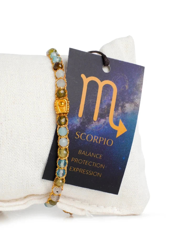 Scorpio Crystal Zodiac Gemstone Bracelet - Gold Nusands