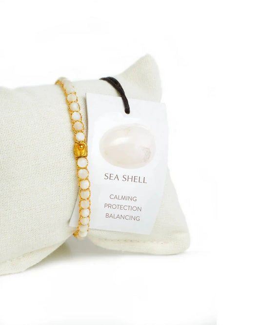 Sea Shell Crystal Gemstone Bracelet - Gold Nusands