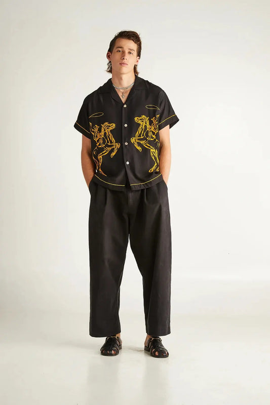 Silk Cowboy Shirt - Black The Tales