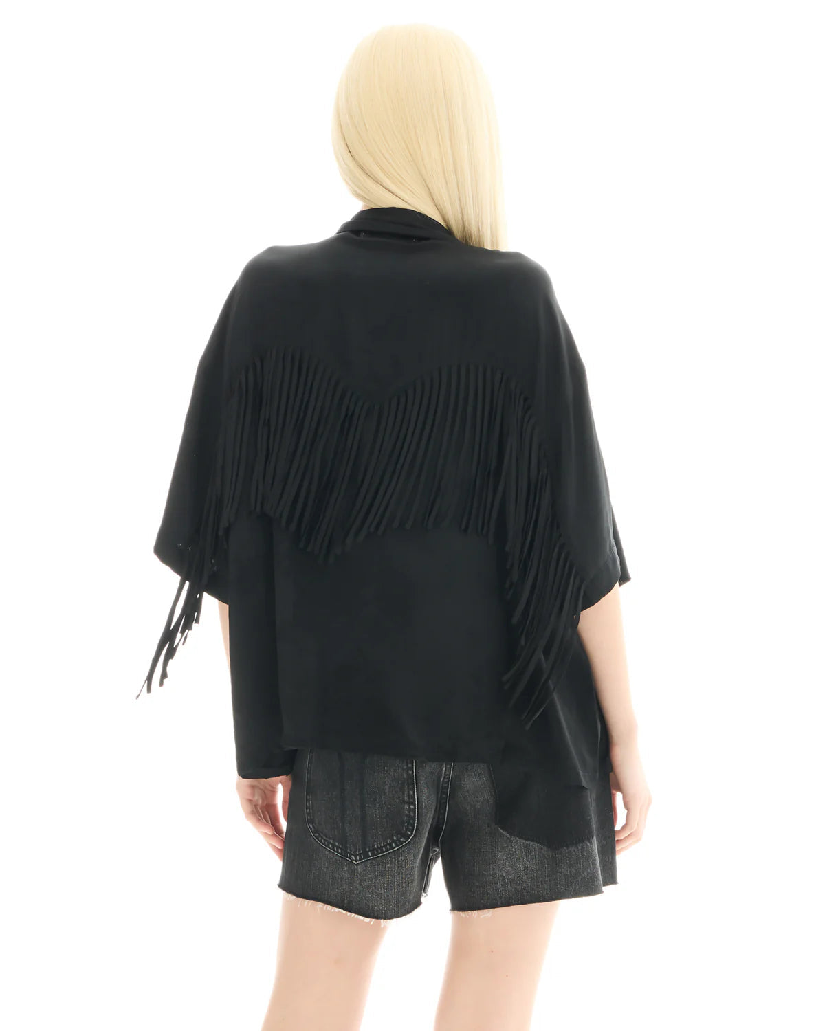 Ibiza Nights Satin Fringed Shirt - Black The Tales