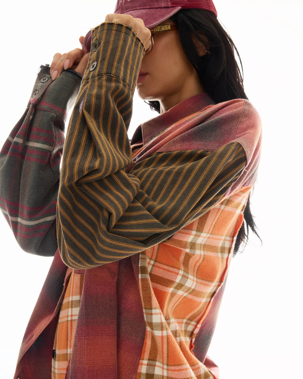 Reworked Pierced Flannel Shirt - Orange The Tales