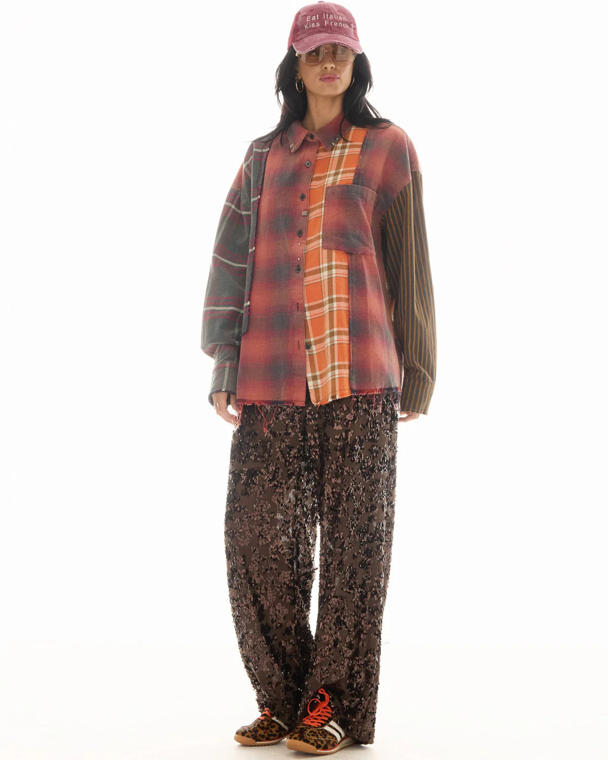 Reworked Pierced Flannel Shirt - Orange The Tales