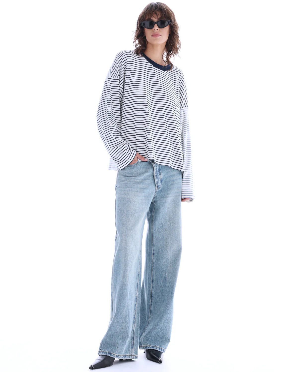 Lexy Soft Stripe Patchwork Tee - Blue The Tales