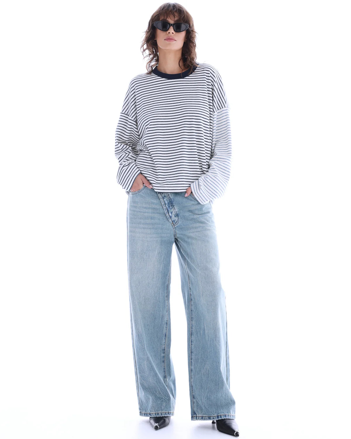 Lexy Soft Stripe Patchwork Tee - Blue The Tales