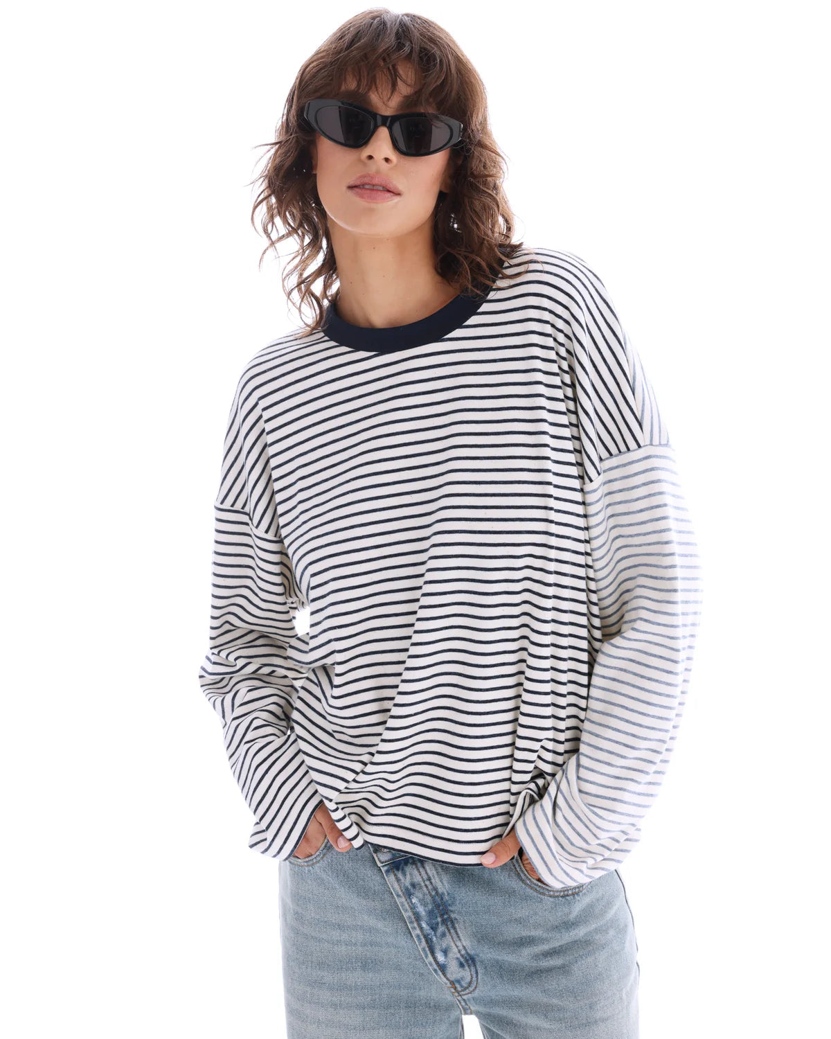 Lexy Soft Stripe Patchwork Tee - Blue The Tales