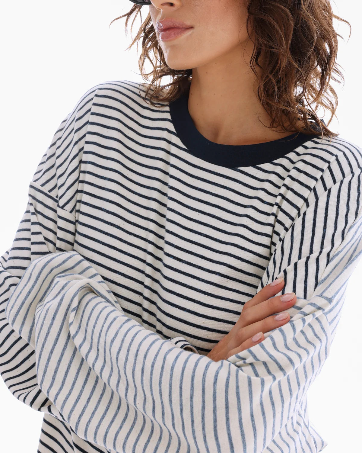 Lexy Soft Stripe Patchwork Tee - Blue The Tales