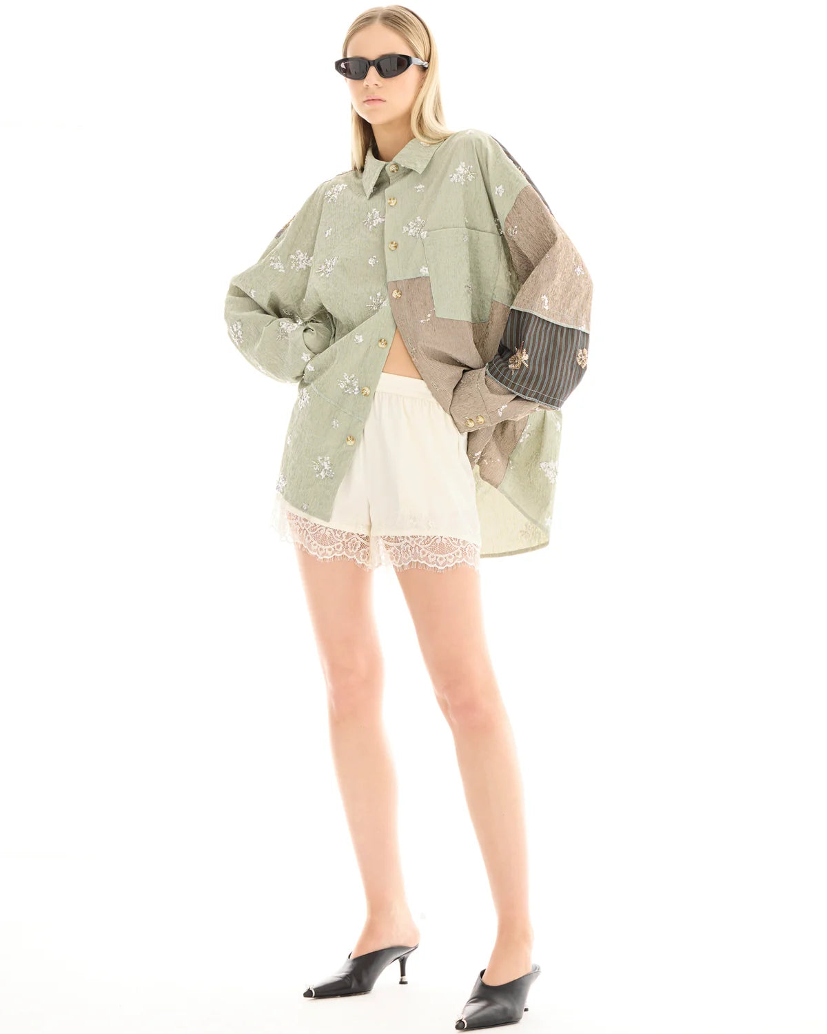 Embellished Stripe Patchwork Shirt The Tales
