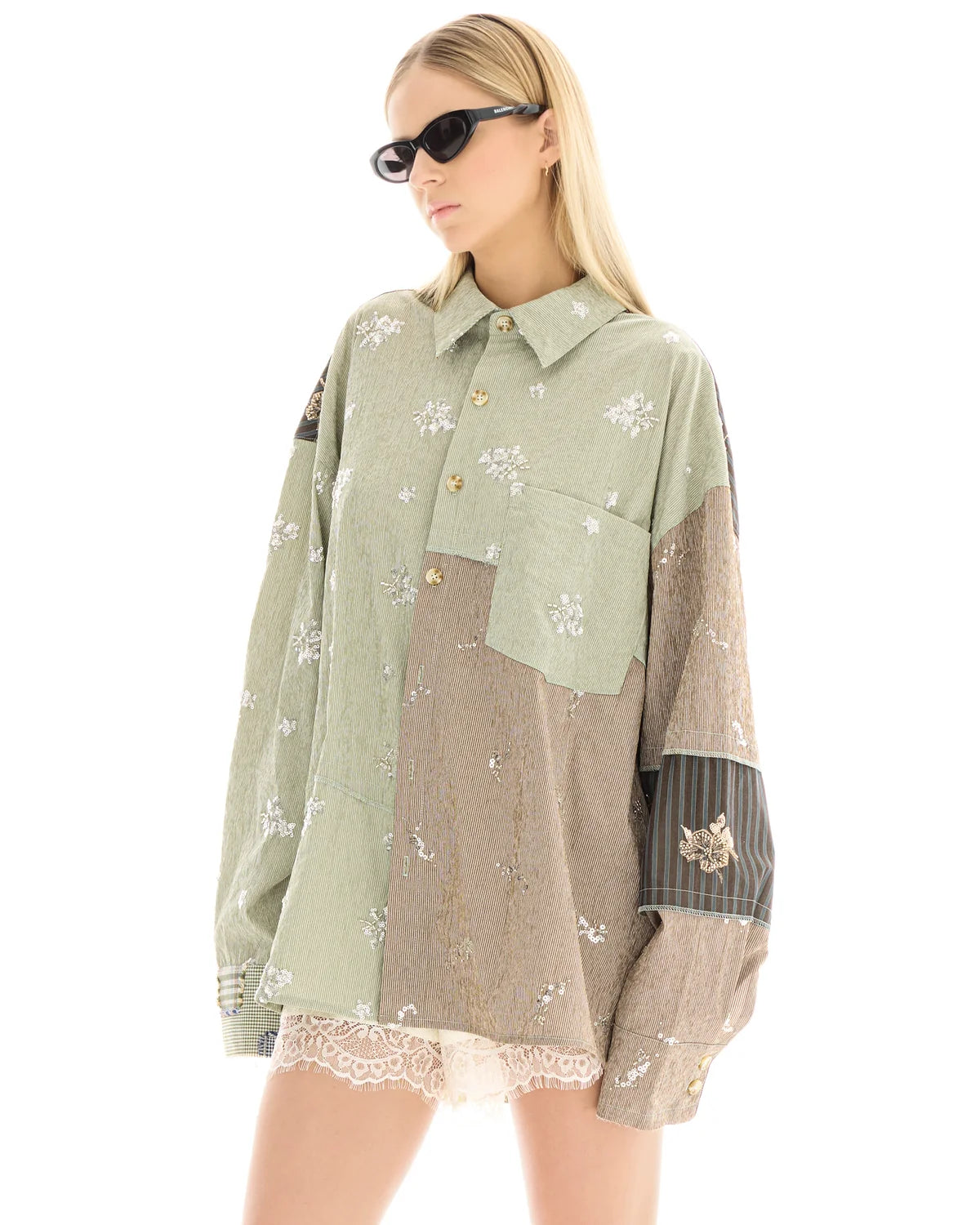 Embellished Stripe Patchwork Shirt The Tales