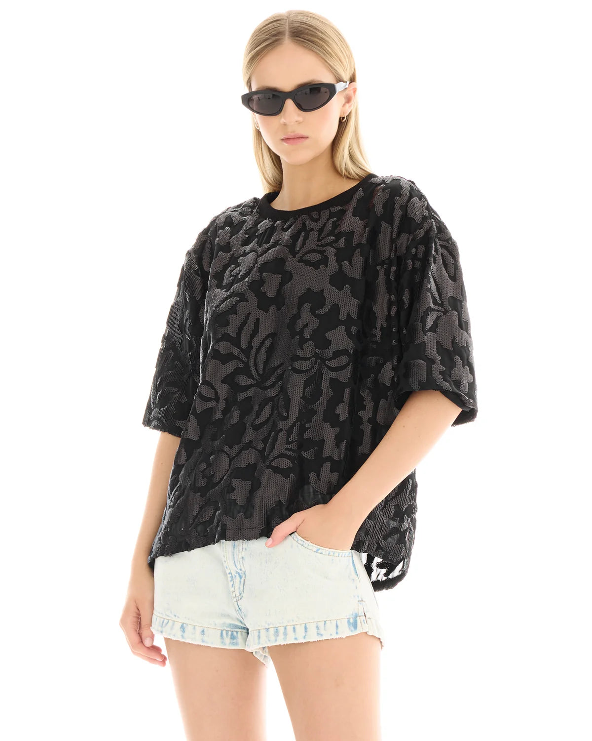 Sequin Street Tee - Black The Tales