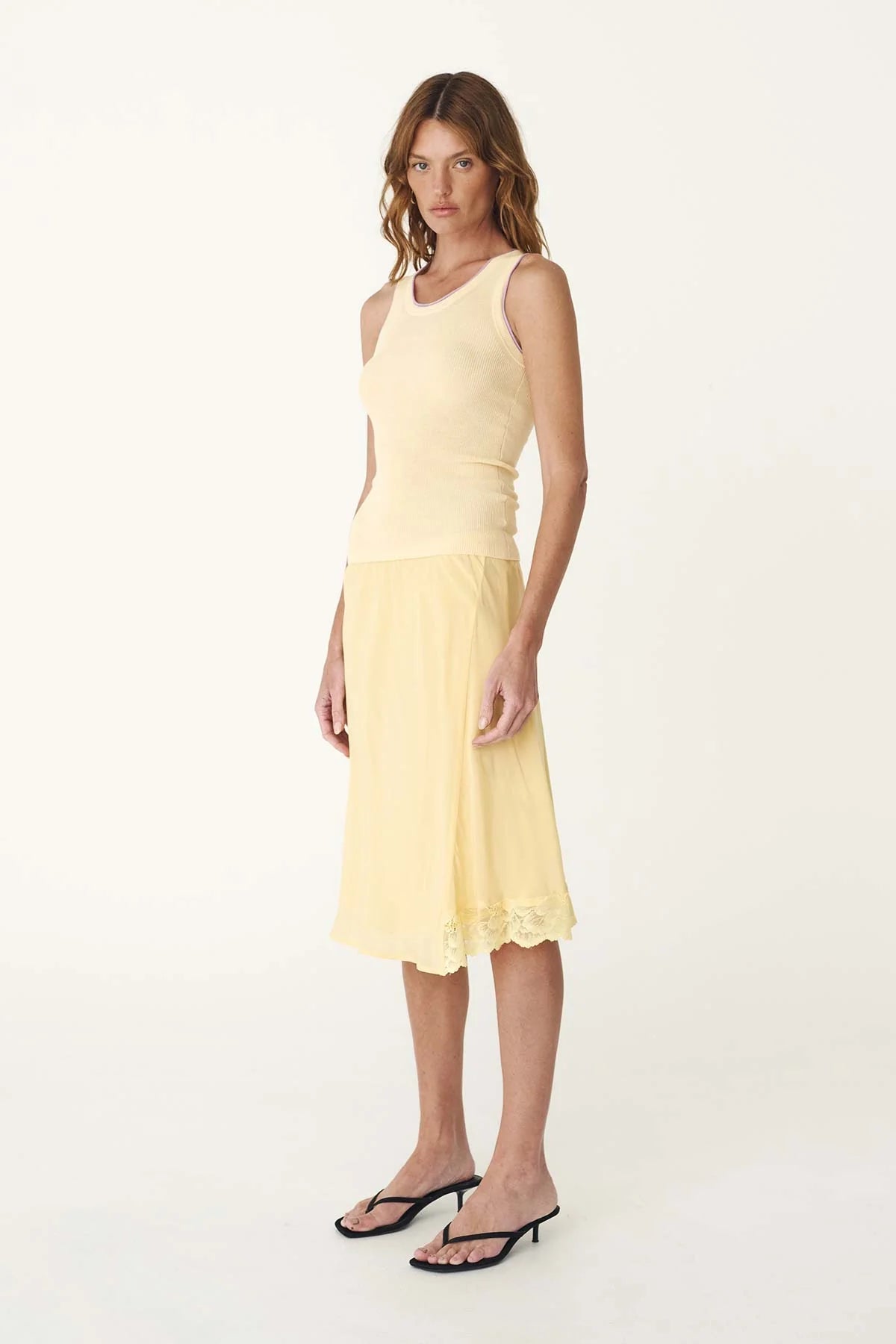 Tessa Silk Midi Skirt - Lemon Rowie