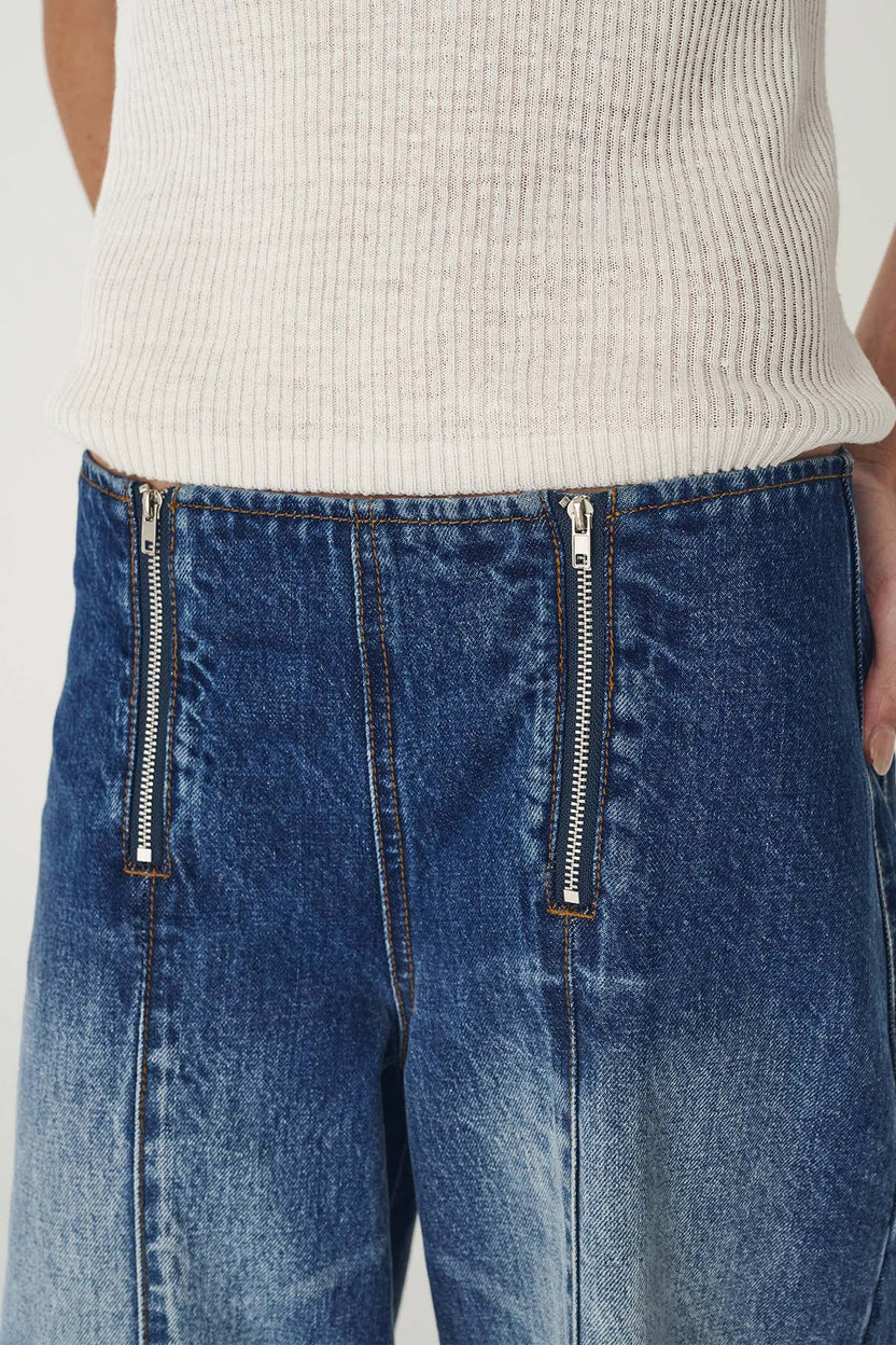 Trinity Zip Jeans - Classic Blue Rowie