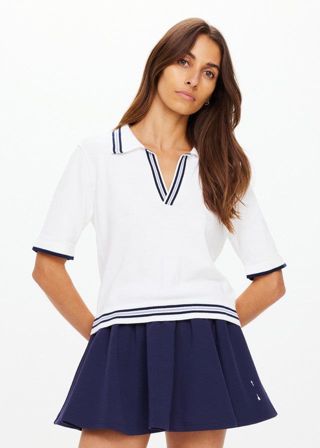 Archie Collared Knit Polo - White